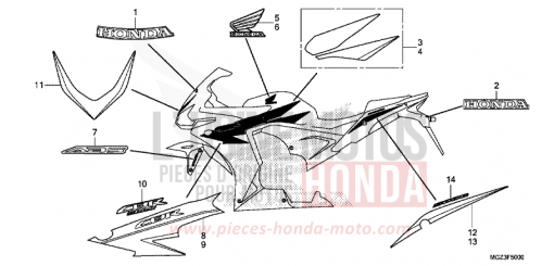 MARKE/STREIFEN (CBR500RD/RAD) (CBR500RE/RF/RAE/RAF-CH) CBR500RAD de 2013